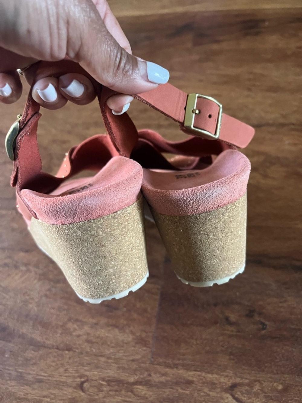 Birkenstock Papillio 39 US 8 Samira Rivets Earth Red Nubuck Wedge Sandals - Picture 9 of 10